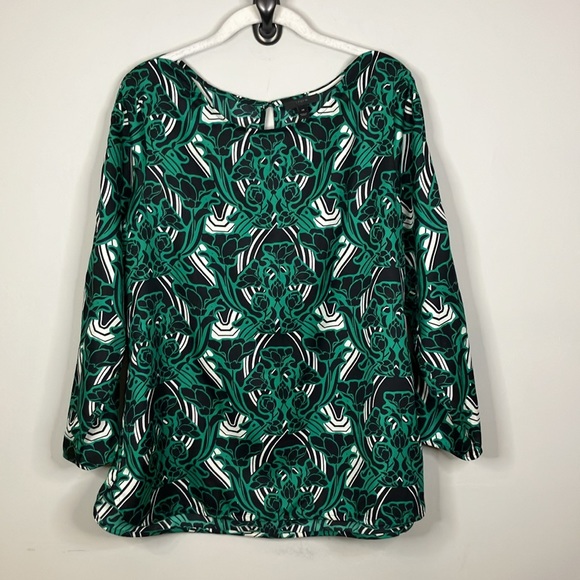 J Crew printed boatneck blouse - Picture 3 of 10